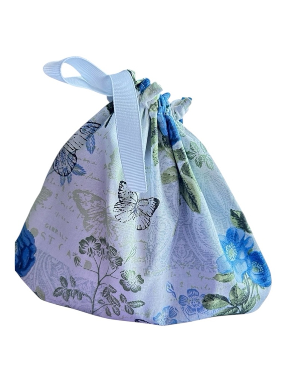 Hand Crafted Floral Butterfly Reusable Fabric Gift Bag Drawstring Eco Friendly